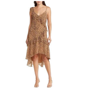 CHARLES HENRY Small Tiered Leopard Printe Ruffle Dress NWT $118 MSRP